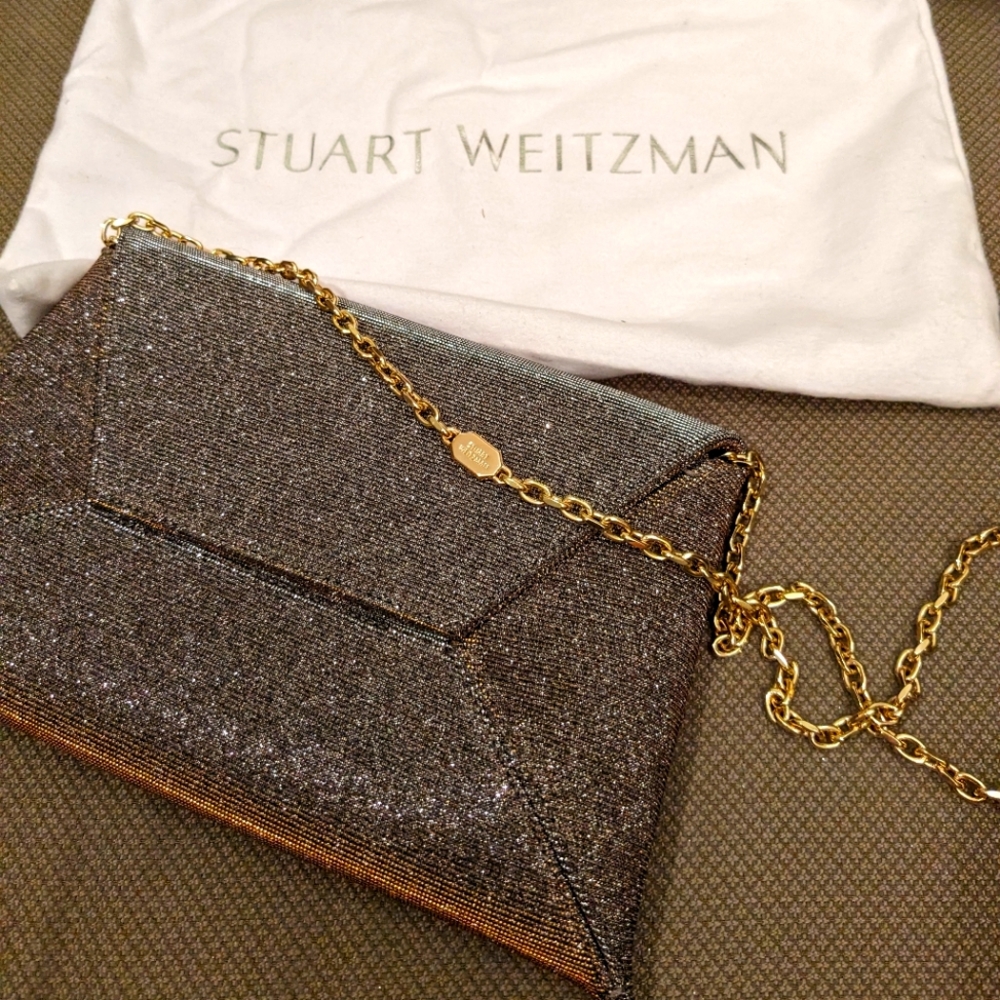 Stuart Weitzman vintage silver & gold love letter clutch